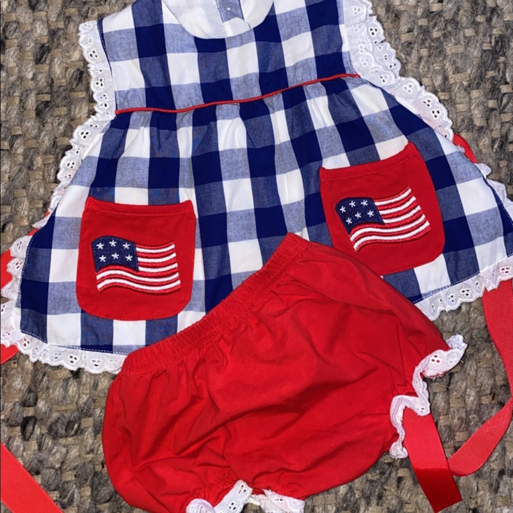 American flag pinafore set